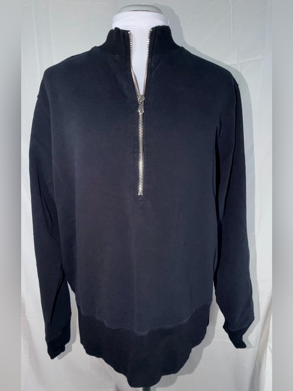 Universal Standard Zoe Half Zip Funnel Neck Pullover Sweatshirt Sz S Black - Picture 2 of 10